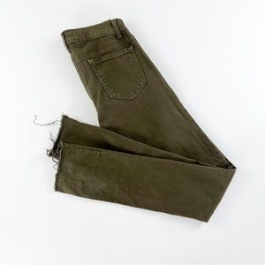 J Brand The Pencil Leg Moriah Olive Green Ankle Cut Off Skinny Jegging Jeans